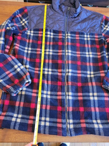 Mens Chaps Ralph Lauren Navy/Red Plaid Fleece Zip Up Mock Neck Jacket M - Picture 10 of 11
