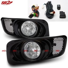 Fog Lights Clear Bumper Black Mesh Bezel Driving Lamps Fits 99-00 Honda Civic