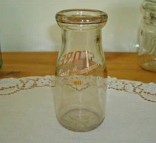 Vintage EAST GREENWICH DAIRY Clear Glass HALF PINT Milk Bottle ~