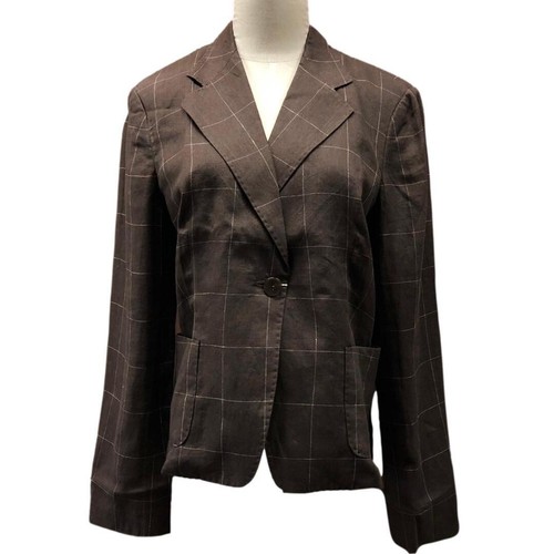 Max Mara Tailored jacket graph check size 44 Brown 10411272 MM06701 - Picture 2 of 9