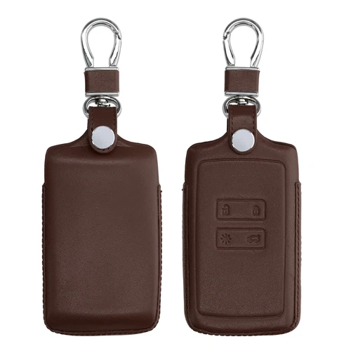 Coque en cuir pour clef de voiture Renault Smart Key 4-Bouton Keyless Go