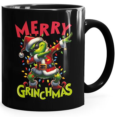 Merry Grinchmas Kaffeebecher – Lustiger Weihnachtsmuffel-Becher Mit Glitzer | 300 Ml