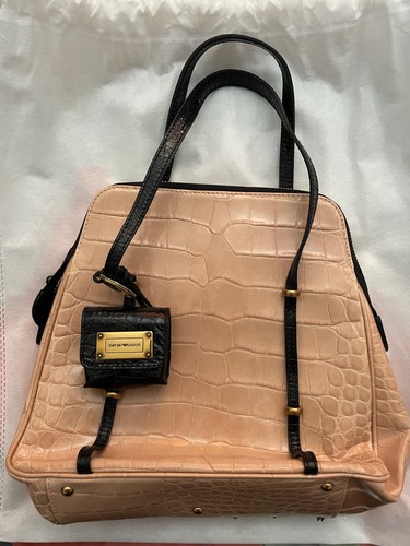 EMPORIO ARMANI Embossed Patent Leather Tote Bag Beautiful