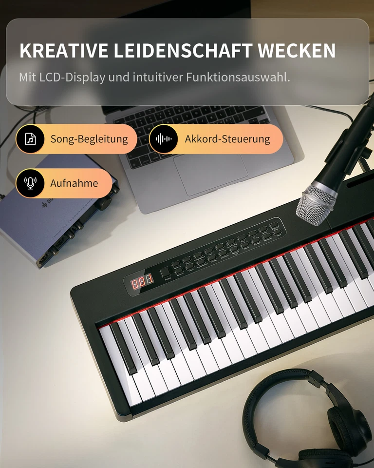 Donner DEP-08 Digitalpiano mit Pedal und Ständer 88 Tasten 380 Klänge E Piano - Bild 2 von 4