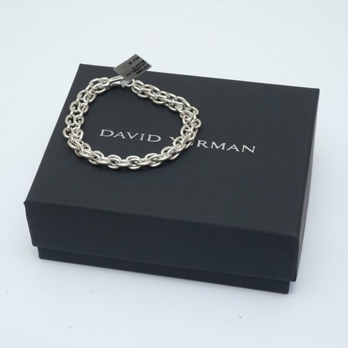 Nuovo Bracciale DAVID YURMAN Uomo 10mm Naufragio Argento Sterling Catena Misura Media - Foto 5 di 7