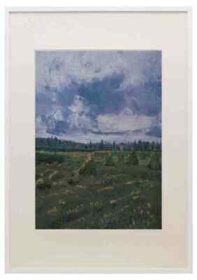Weizenfelder mit Balken Arles 1888 A3 A4 gerahmter Druck Bild