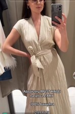 ZARA NWT WOMAN SS24 ZW COLLECTION BELTED WRINKLED DRESS BEIGE | 4786/062