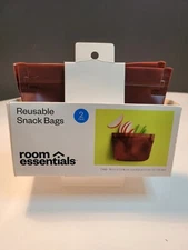 Room Essentials Reusable Sandwich & Snack Bags - Burgandy - New In Package(Lot )