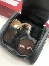 New Perry Ellis Portfolio Mens 6 Piece Travel Shoe Shine Kit Black Polish Missin