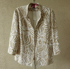 CHICO'S Silk Linen Blend Jacket Size L/12 Lined Chico's Size 2 CLASSIC