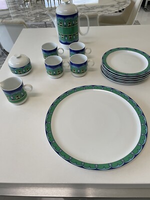 6 Untertassen für Teetasse Rosenthal Duo Electric Ambrogio Pozzi orange (4