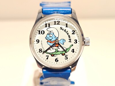 VINTAGE RARE COLLECTIBLE CHILDREN SMURF SCHLUPF WATCH  display picture 3