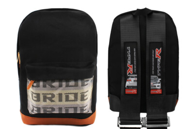  JDM BRIDE BACKPACK BLACK TYPE R RACING HARNESS ADJUSTABLE SHOULDER STRAP
