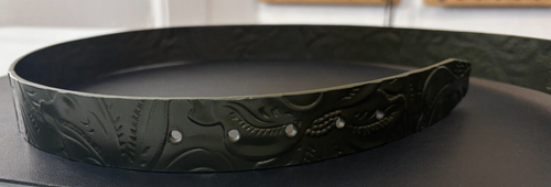 NWT Patricia Nash Women's Vietri Olive Green Floral 100% Leather Belt, Sz Small - Picture 11 of 19