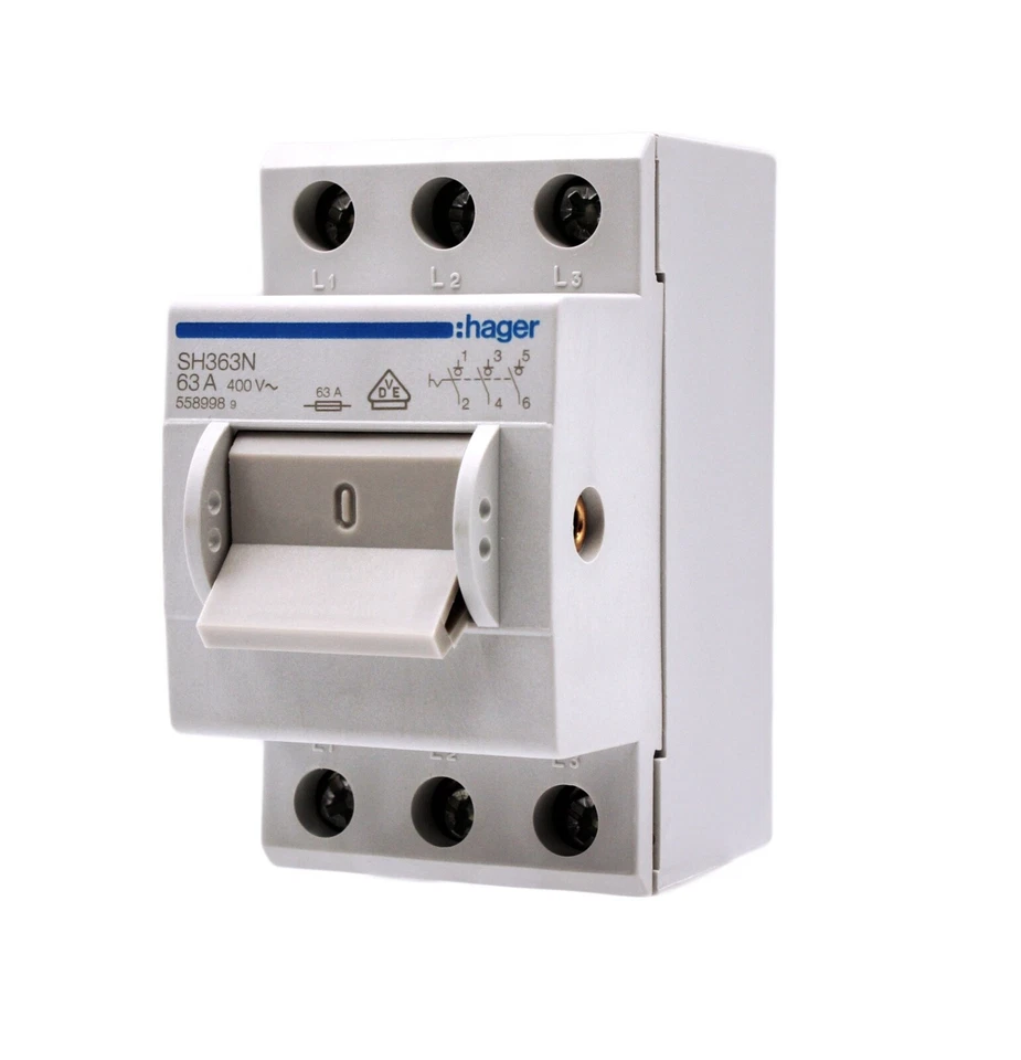 HAGER Hauptschalter SH363N 3polig 400V 63A - Bild 2 von 3