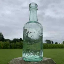 Vintage Glass David Young Star & Carter Stockport Old Fashioned Bottle