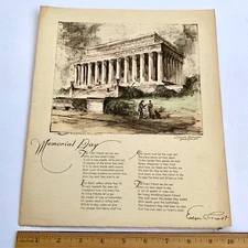 Vtg 1931 Edgar A Guest MEMORIAL DAY Brown Bigelow MEITEL Tinted Litho Wash DC