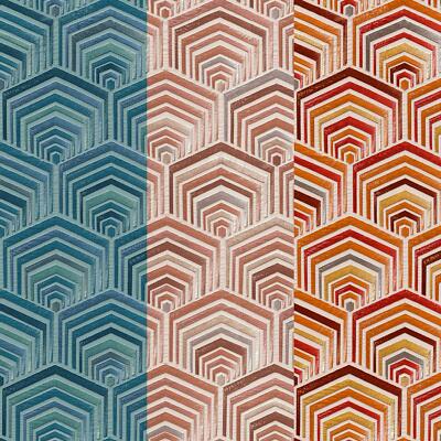 Art Deco Tapete Design Retro Paste The Wall Struktur Vinyl Blau Orange