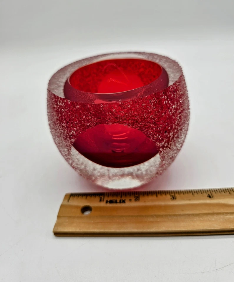 Fifth Ave Red Geode Frosted Votive Candleholder Hollywood Regency Glam Christmas - Image 3 of 4