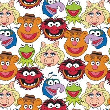 BTHY Disney The Muppets Cast White Cotton Fabric By The Half Yard