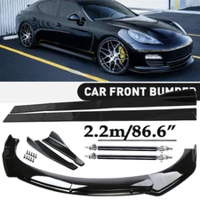 Front Bumper Lip Spoiler Side Skirts Rear Lip Glossy Black For Porsche Panamer
