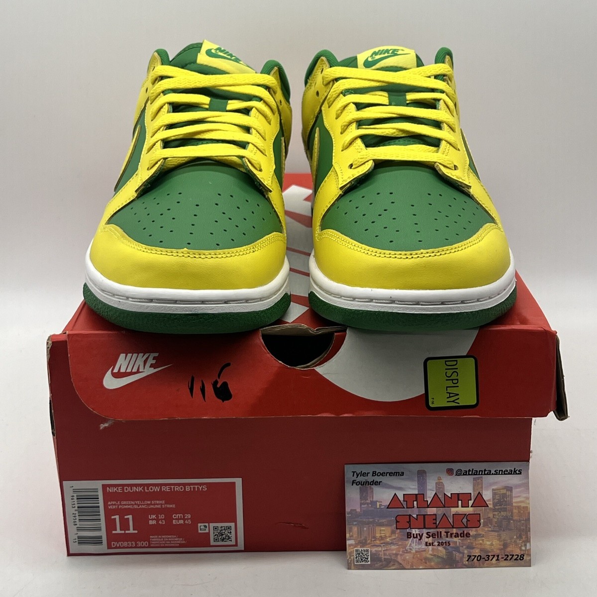 Nike Dunk Low Reverse Brazil ナイキ ダンク ロー DV0833-300 Size 11 - Nike Dunk Low Reverse Brazil Green Yellow Leather