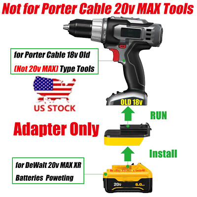 #ad 1x Adapter for DeWalt 20v MAX Li Ion Batteries To fits PORTER CABLE Old 18v Tool $12.30