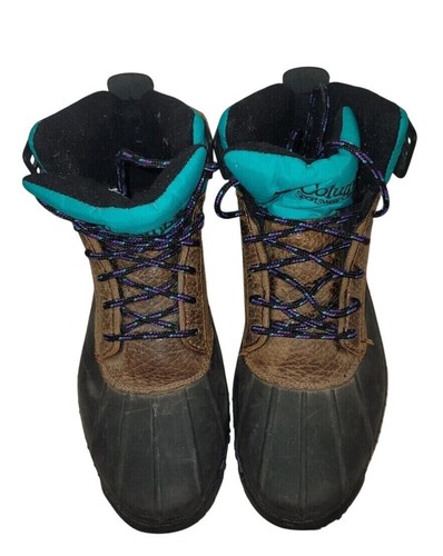 Stivali da trekking invernali Columbia viola acqua marrone pelle gomma uomo taglia 7,5 Dura - Foto 2 di 9