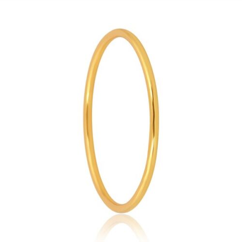 18K Solid Plain Bangle Bracelet, Gold Stackable Bangles, Round Band Bangle, Gift - Picture 3 of 6