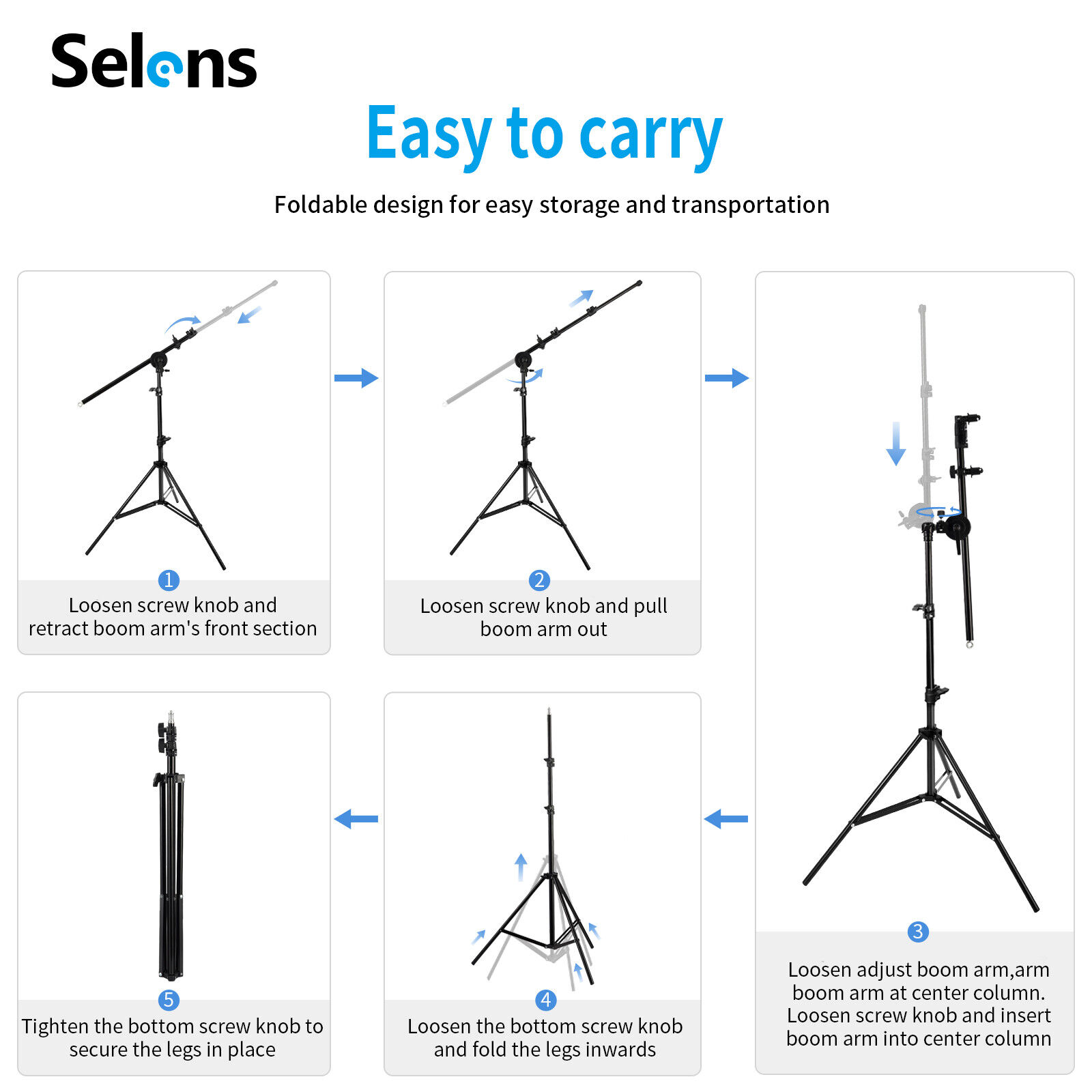 5 in 1 Photography Collapsible Light Reflector Diffuser / Holder Arm Boom Stand