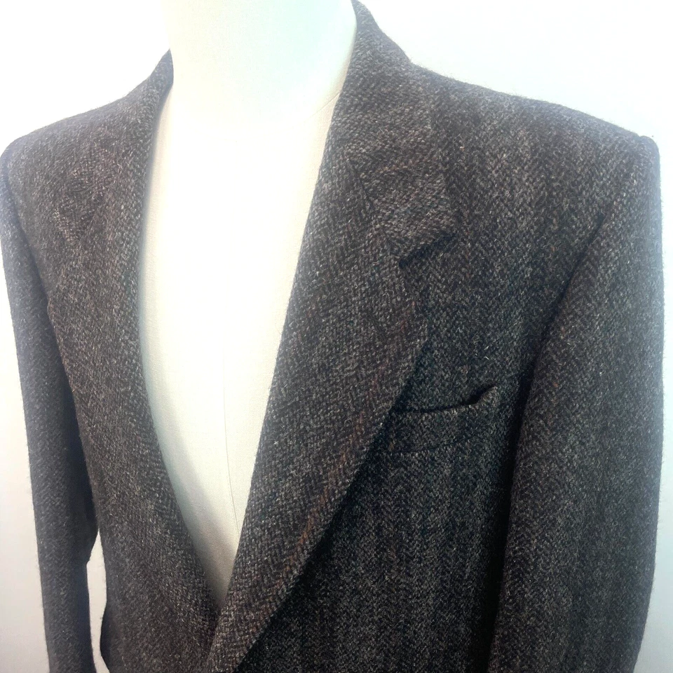 Vintage Harris Tweed Sport Coat 42R Jacket Wool Brown Multicolor 90s Moores Foto 3 de 4