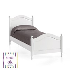 Letto singolo bianco in arte povera shabby testata sagomata