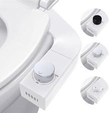Ultra-Slim Toilet Bidet Dual Nozzle Left and Right Convertible, 3 color knobs