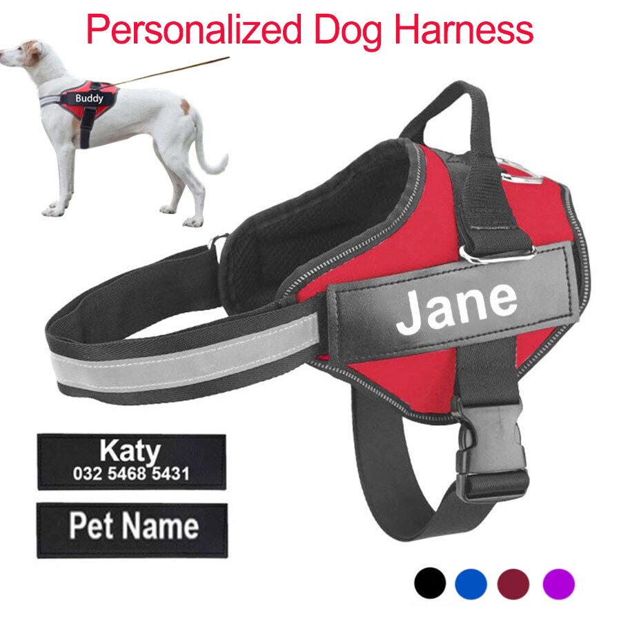 Personalized Dog Harness NO PULL Reflective Breathable Puppy Vest Padded  Handle