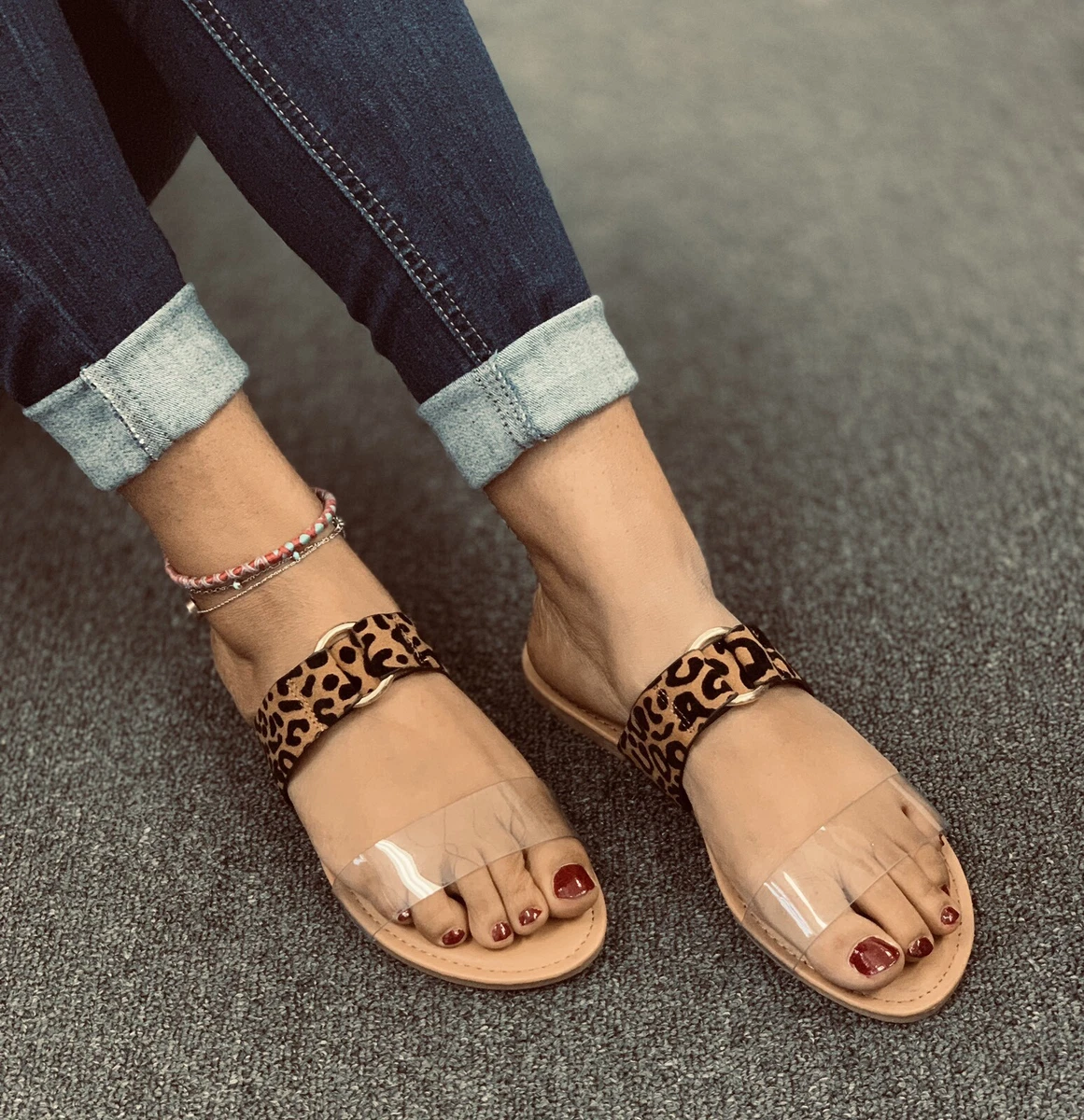 Clear and hotsell leopard sandals