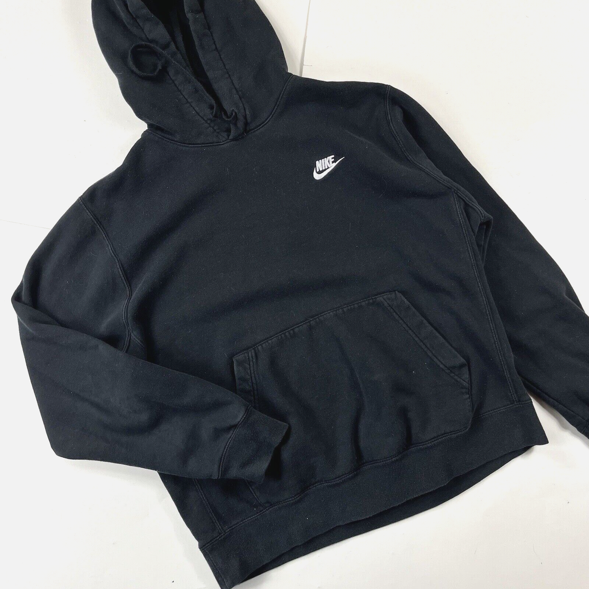 Nike Hoodie Medium Black NSW Club Fleece Pullover Sweatshirt Gym