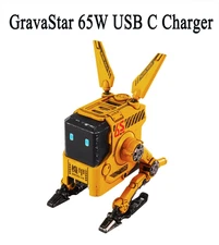 GravaStar 65W USB C Charger, Alpha65 Robot Fast GaN Charger Block, 3-Port