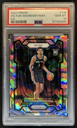 2023-24 Panini Prizm Victor Wembanyama RC Prizm Ice Rookie #136 Spurs PSA 10