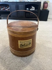 Firkin Wood Sewing Basket Shaker Style Vintage Storage Primitive Box Large