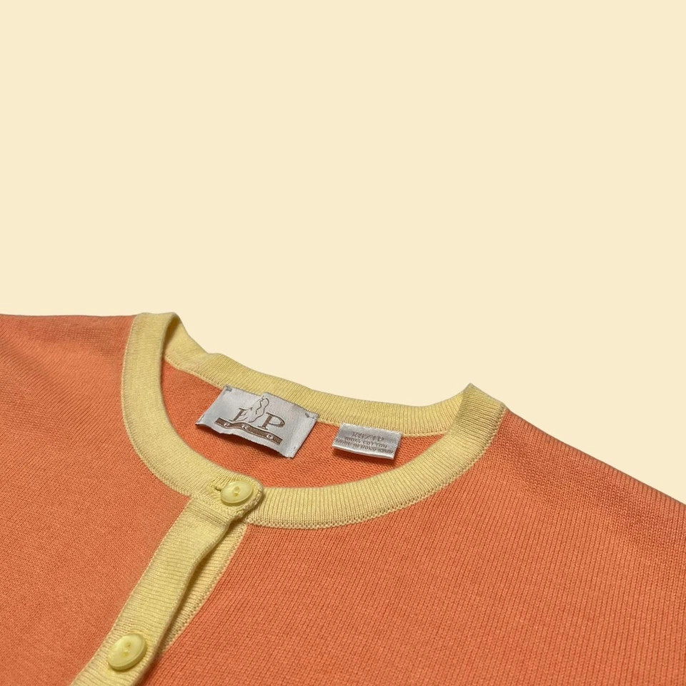 1990s XS orange cardigan by EP Pro, vintage knit women's golf jacket  - Image 2 of 4