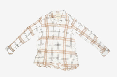 Thread & Supply Shirt Womens Small Almondine Plaid Relaxed Fit Button Up Rayon