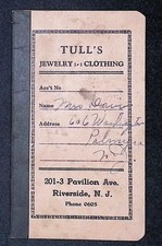 Tull's Jewelry & Clothing 1956 Burlington NJ Customer Account Ledger Passbook