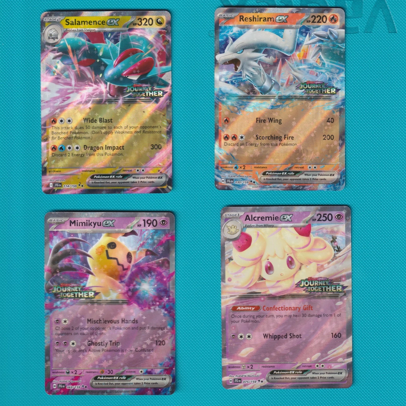 All 4 Journey Together Stamp EX Reshiram, Salamence, Mimikyu, Alcremie Masterset