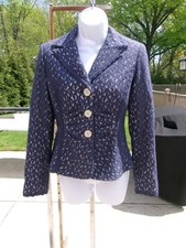 NWOT KAY UNGER GORGEOUS NAVY LACE BLAZER 2