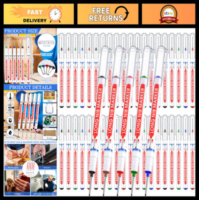 60 Pcs Deep Hole Marker Pens - Long Nosed Waterproof Scribers for Woodworking, C