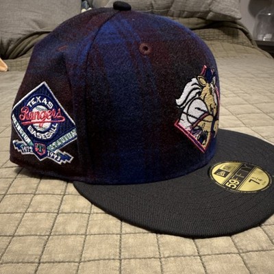 New Era Texas Rangers MLB Baseball Blue Black 7 1/4 Arlington Stadium Cap/Hat