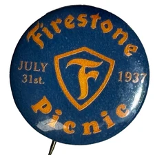 1937 Firestone Picnic Employee Event 1.25" Celluloid Pinback Button