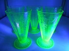 Set of 5 Anchor Hocking Uranium Green Cameo Ballerina 11 oz. Footed Tumblers