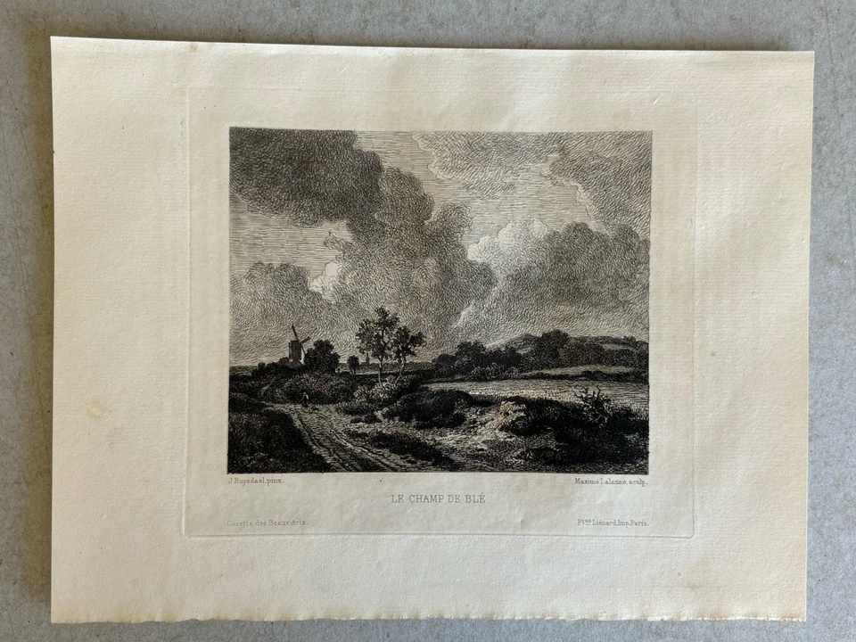 Maxime Lalanne / J Ruysdael Gravure Eau Forte Etching Paysage Champ De Blé 1873 - Photo 2/4