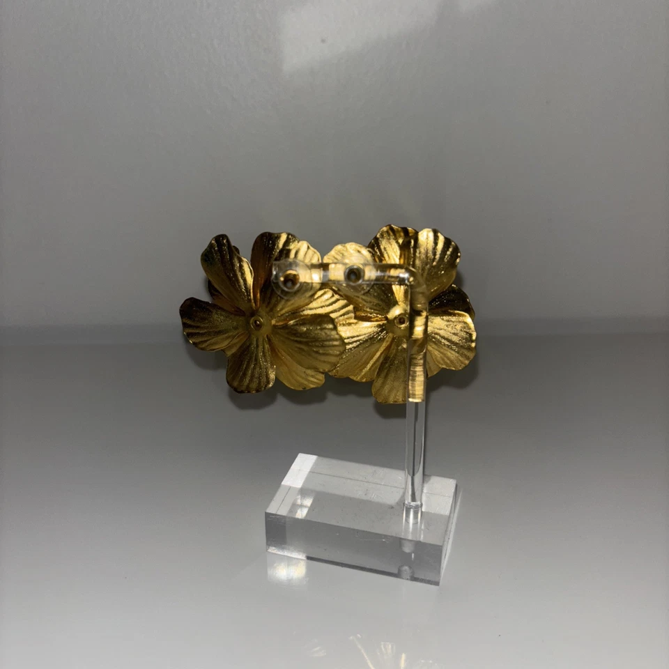 Розовый риф вручную синий белый и золотой тон 3D цветок Серьги-гвоздики гламур - Изображение 3 из 4